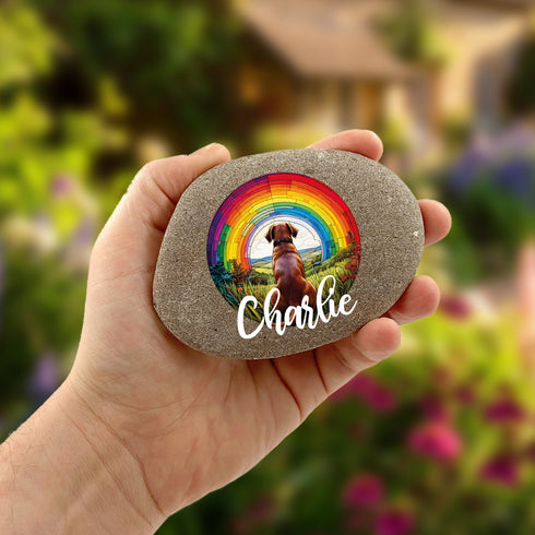 Rainbow Labrador Chocolate Personalised Pebble